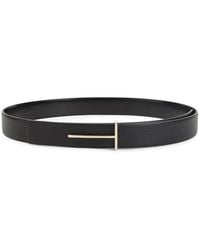 Tom Ford - Grain Leather T Buckle Belt - Lyst