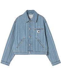 Carhartt - Jassen ,Blauw ,Denim Gestreepte Denim Jack - Lyst