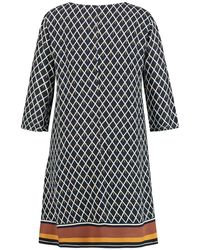 Samoon Dress 380004 / 21323 Navy Pattern - Size 42 / Xl - Blauw