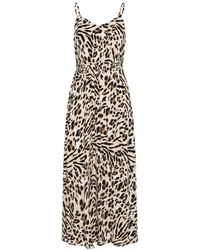 Ichi - Kleedjes ,Veelkleurig ,Dierenprint Open Rug Jurk - Lyst
