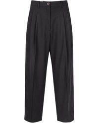 Alysi - Broeken ,Zwart ,Polyester Tapered Broeken - Lyst