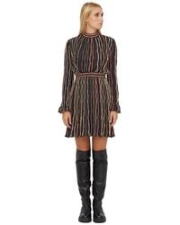 Missoni - Kleedjes ,Zwart ,Katoen Korte Jurk Met Veelkleurige Bas -Verlichtingverwerking - Lyst