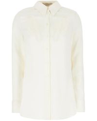 Stella McCartney - Overhemden ,Wit ,Leer Ivoor Stretch Viscose Shirt - Lyst