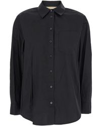 Michael Kors - Overhemden ,Zwart ,Katoen Zwarte Poplin Button Down Overhemd - Lyst