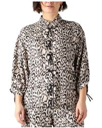 Jansen Amsterdam - Bluse Mit Tiermuster Und Schleifendetails - Lyst