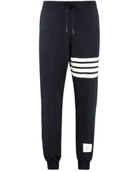 Thom Browne - Broeken ,Blauw ,Katoen Track-Pants Met Decoratieve Strepen - Lyst
