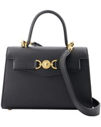 Versace - Schwarze Lederhandtasche Mit Tragegriff - Lyst