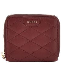 Guess - Leder geldbörse in burgund,schwarze leder-tasche - Lyst