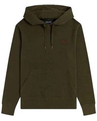 Fred Perry - Embroidered Logo Hoodie Green - Lyst