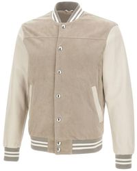 Eleventy - Jassen ,Grijs ,Leather Jassen - Lyst
