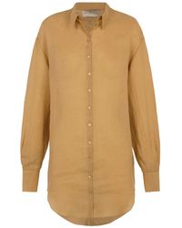 Cortana - Overhemden ,Bruin ,Oversized Ramie Blouse - Lyst