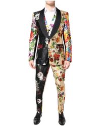 Dolce & Gabbana - Kostuums ,Veelkleurig Bloemen Zijden 3-Delige Pak - Lyst