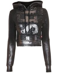 DIESEL - Hoodies & Sweatvesten ,Grijs ,Katoen Vintage Hoodie Met Capuchon En Trekkoord - Lyst