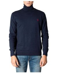 U.S. POLO ASSN. - U. Polo Assn. ,Truien & Vesten ,Blauw ,Katoen Blauwe Turtleneck Sweater Classic Fit - Lyst