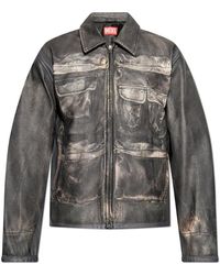 DIESEL - Jassen ,Bruin ,Leer Leren Jas-Mayer - Lyst