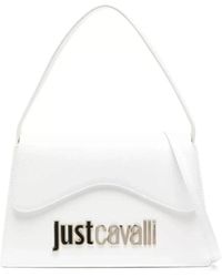 Just Cavalli - Weiße schultertasche mit logo - Lyst