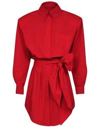 Alexandre Vauthier - Rode Overhemdjurk Met Knoopsluiting - Lyst