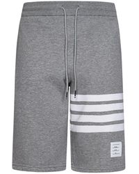 Thom Browne - Shorts in cotone grigio con dettaglio a righe 4-bar - Lyst