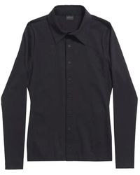 Balenciaga - Camisa negra con cuello clásico de jersey elástico - Lyst