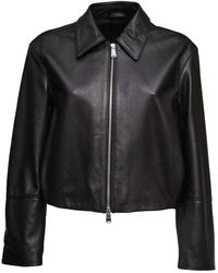 Dondup - Jassen ,Zwart ,Leer Leren Jas - Lyst