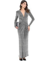 SIMONA CORSELLINI - Silbernes Langes Kleid Elegante Abendgarderobe - Lyst