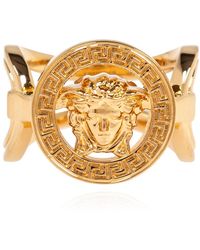 Versace - Accessoires ,Geel ,Ring Met Logo - Lyst