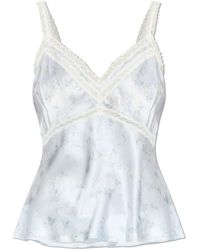 LoveShackFancy - Tops ,Blauw ,Polyester Lirena Zijden Top - Lyst