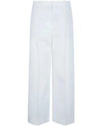 Eleventy - Broeken ,Wit ,Katoen Pantalone Nervature - Lyst
