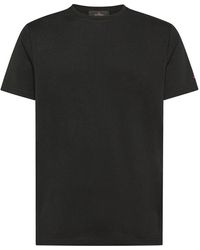 Peuterey - Tops ,Zwart ,Katoen Stretch T-Shirt Van Katoenpiqué En Zijde - Lyst