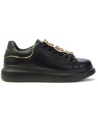 Tosca Blu - Schoenen ,Zwart ,Leer Juliette Snake Sneaker Met Strass Accessoire - Lyst