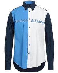 Harmont & Blaine - Camicia in cotone a manica lunga regular fit con fasce a contrasto e logo lettering - Lyst