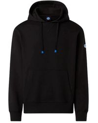 North Sails - Hoodies & Sweatvesten ,Zwart ,Katoen Felpa Manica Lunga Hoodie Con Costine Laterali - Lyst