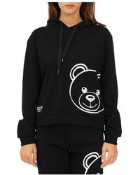 Moschino - Hoodies & Sweatvesten ,Zwart ,Katoen Teddybeer Logo Hoodie - Lyst