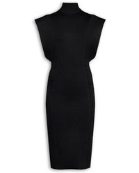 Alaïa - Jurk Met Hoge Hals En Kapmouwtjes - Lyst