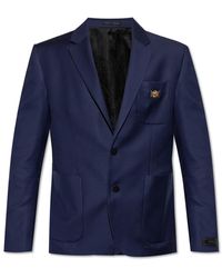 Versace - Jassen ,Blauw ,Wol Wollen Single-Breasted Blazer - Lyst