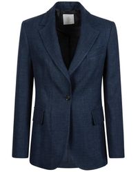 Eleventy - Jassen ,Blauw ,Wol Jacket Met Één Knoop - Lyst