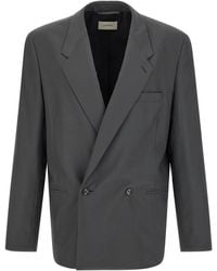 Lemaire - Kostuums ,Grijs ,Katoen Double Breasted Tailored Jacket - Lyst