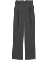 Ami Paris - Broeken ,Grijs ,Wol Broek Met Wijde Pijpen En Hoge Taille Van Wol - Lyst