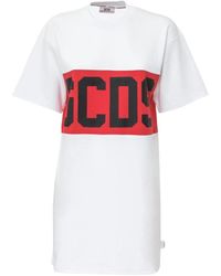 Gcds - Abito t-shirt bianco con logo - Lyst