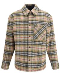 Burberry - Geruite Wollen Jas Met Drukknoopsluiting - Lyst