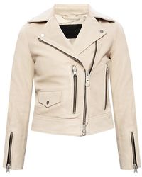 AllSaints 'kara' Leather Biker Jacket - Naturel
