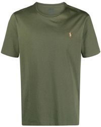 Ralph Lauren - Grünes t-shirt mit rundhalsausschnitt und gesticktem pony - Lyst