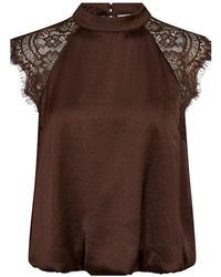 co'couture - Overhemden ,Bruin ,Polyester Mercy Mesh O-Blouse - Lyst