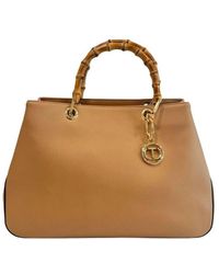 Twinset - Tassen ,Bruin ,Leer Pu Leren Handtas Met Handvatten Aan De Bovenkant En Ritssluiting - Lyst