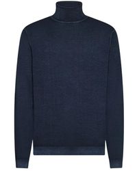 Sun 68 - Truien & Vesten ,Blauw ,Wol Fox Vintage-Effect Turtleneck Jumper - Lyst