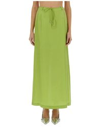Alysi - Rokken ,Groen ,Leer Maxi Rok Met Strikceintuur - Lyst