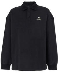 Amiri - Hoodies & Sweatvesten ,Zwart ,Katoen Polo-Neck Sweatshirt - Lyst