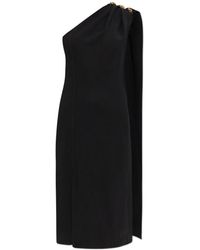 Bottega Veneta - Kleedjes ,Zwart ,Wol One-Shoulder Jurk - Lyst