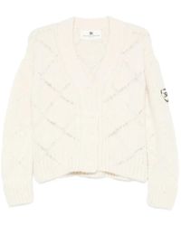 Ermanno Scervino - Truien & Vesten ,Wit ,Wol Alpaca- En Merinowolmix Cardigan Met Ruitpatroon En Microkristallen Logo - Lyst