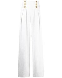 Balmain - Weiße tweed-hose mit hoher taille und weitem bein - Lyst